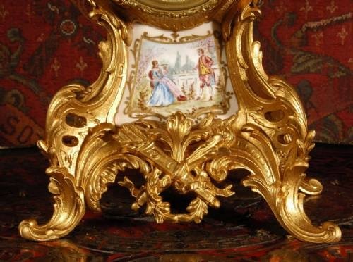fig 4. ***** SOLD ***** Sevres Porcelain and Gilt Rococo Clock Set ~ Samuel Marti~